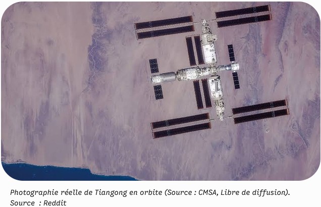 Photographie réelle de Tiangong en orbite